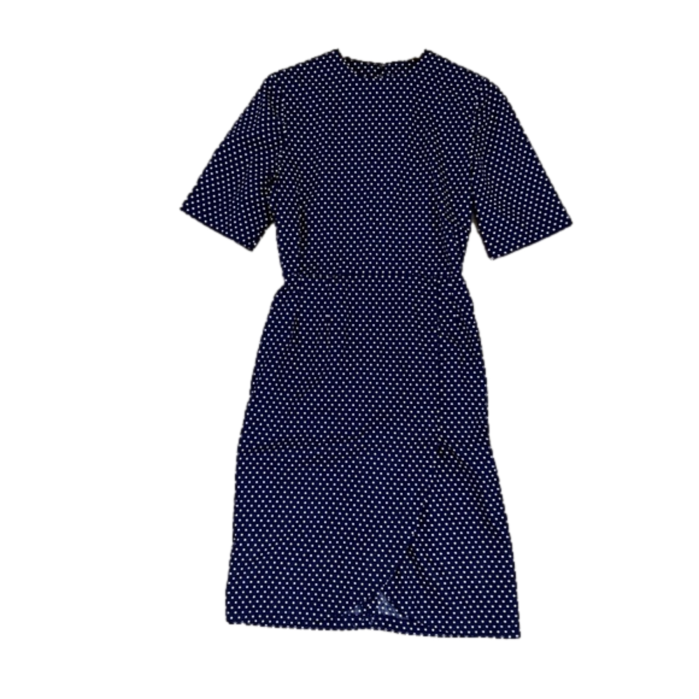 Perfect Retro Polka Dot Dress Navy Blue Size S